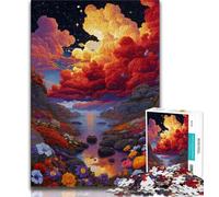 Puzzle da 1000 pezzi "Fiori e Luna" per adulti e ragazzi, gioco per famiglie, antistress, sfida difficile, collezione di artisti, belle arti, 50x75cm