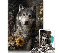 Puzzle da 1000 pezzi Fiori e lupi Puzzle da 1000 pezzi per adulti e ragazzi, giocattoli, giochi educativi, antistress, migliora l'amore tra coppie, 50x75cm