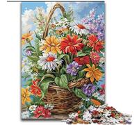 Puzzle da 1000 pezzi "Fiori nel cesto", puzzle per adulti, rompicapo fai da te impegnativo, gioco interattivo per famiglie (dimensioni 50x75cm)