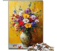 Puzzle da 1000 pezzi "Fiori nel vaso" per adulti e adolescenti, giochi educativi fai da te con poster abbinato e foglio di quiz per età 14+ (26x38cm)
