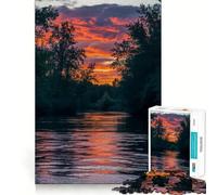 Puzzle da 1000 pezzi "Fiume al tramonto" per ragazzi, gioco di logica, divertente e silenzioso, con taglio liscio, regalo perfetto (50x75cm)