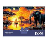 Puzzle da 1000 pezzi, fiume al tramonto, puzzle impossibile con divertimento extra, 100% cartone riciclato, per adulti, 52 x 38 cm, 1000 pezzi