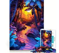Puzzle da 1000 pezzi "Fiume nella foresta all'alba" per adulti e ragazzi, gioco di logica, relax, taglio perfetto, articolo dei desideri di Babbo Natale (38x26cm)
