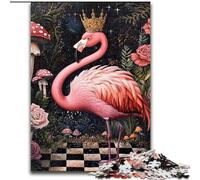 Puzzle da 1000 pezzi Flamingo Queen per adulti, antistress per ammazzare il tempo in casa con poster abbinato e foglio di quiz (50x75cm)