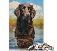 Puzzle da 1000 pezzi FlatCoated Retriever Water per adulti Puzzle Puzzle in legno Puzzle per adulti Gioco educativo Sfida Giocattolo 1000 pezzi (75x50 cm)