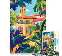 Puzzle da 1000 pezzi,Florida,architettura spagnola,arte minimalista,precisione,divertimento,esercizio mentale,giocattolo per la pace,gioco,pezzo d'arte natalizio (38x52cm)