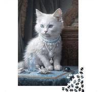 Puzzle da 1000 pezzi Fluffy White Kitten 04 per adulti, regalo di Halloween, puzzle in legno per adolescenti, regali unici per la casa e regali 1000 pezzi (75x50 cm)