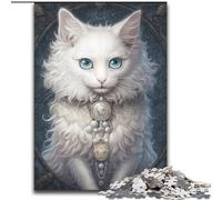 Puzzle da 1000 pezzi "Fluffy White Kitten" Puzzle impossibile per adulti, dimensioni 50x75cm, per feste, compleanni e serate di giochi in famiglia