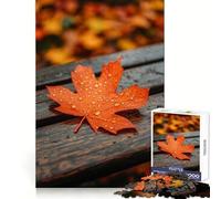 Puzzle da 1000 pezzi "Foglia autunnale con gocce di rugiada" Stimolante per la mente, per il tempo libero e il divertimento, con chiusura di sicurezza, ideale come regalo di compleanno (38x52cm)