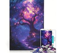 Puzzle da 1000 pezzi "Foresta al neon illuminata dalla luna" gioco rompicapo sfida impegnativa regalo per amici e familiari 50x75cm