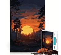 Puzzle da 1000 pezzi "Foresta al tramonto" per adolescenti, gioco di logica, antistress, taglio preciso, regalo artistico 50x75cm