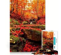 Puzzle da 1000 pezzi "Foresta autunnale Ruscello" Incastro preciso Gioco di logica e pensiero Relax Regalo di Natale artistico (38x26cm)