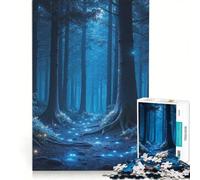 Puzzle da 1000 pezzi "Foresta blu incantata di notte", gioco interattivo, allena la mente e la manualità, con pezzi a incastro di forma casuale 50x75cm