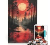 Puzzle da 1000 pezzi "Foresta della Luna Rossa" decorazione da parete attività divertenti per la casa collezione d'artista belle arti 50x75cm