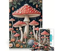 Puzzle da 1000 pezzi "Foresta di Funghi" per adulti, ideale come gioco rilassante e antistress, con bordi precisi e un regalo speciale (38x26cm)