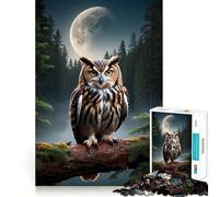 Puzzle da 1000 pezzi "Foresta di gufi e luna" per adulti, gioco intelligente per attività domestiche, taglio preciso, decorazione da parete (38x52cm)