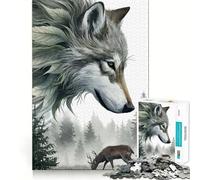 Puzzle da 1000 pezzi "Foresta di Lupi e Cervi",gioco di logica e divertimento mentale,pezzi che si incastrano perfettamente,attività rilassante di gruppo al chiuso (50x75cm)