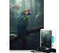Puzzle da 1000 pezzi "Foresta di pappagalli e gocce di pioggia" per adolescenti, ideale per migliorare la memoria, rilassante e divertente, con design da assemblare e un regalo elegante (38x26cm)