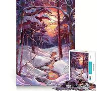 Puzzle da 1000 pezzi "Foresta innevata" per adolescenti, ideale per migliorare la memoria, per un relax informale e per esporre opere d'arte dai tagli netti (38x52cm)