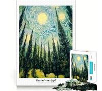 Puzzle da 1000 pezzi "Foresta nella notte stellata" per ragazzi, ideale per il recupero della memoria, il relax e il divertimento, con dettagli nitidi e perfetti come regalo stagionale 50x75cm