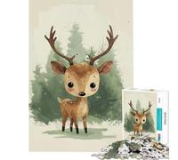 Puzzle da 1000 pezzi "Foresta Principe Cervo" difficile e stimolante per divertimento in famiglia giocattolo decorativo da parete adatto a partire dai 14 anni (50x75cm)