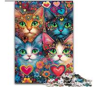 Puzzle da 1000 pezzi "Four Cats", gioco stimolante e gioco per famiglie con poster abbinato e foglio di quiz (50x75cm)