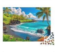 Puzzle da 1000 pezzi "Fuga sulla spiaggia tropicale" con onde dell'oceano, ideale per adulti, giochi educativi, decorazione per la casa, difficile, perfetto come regalo di compleanno. 70x50 cm