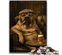 Puzzle da 1000 pezzi "Fumo Vecchio Cane" per adulti e adolescenti, sfida di intelligenza cerebrale, giocattoli avvincenti per la decorazione della casa (50x75cm)