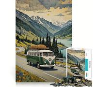 Puzzle da 1000 pezzi "Furgone sulla spiaggia",gioco di sfida mentale,taglio di alta precisione,divertente sfida per il tempo di attesa (38x52cm)