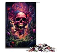 Puzzle da 1000 pezzi futuristici colorati con teschi psichedelici per adulti puzzle in legno difficile e impegnativo 75x50 cm