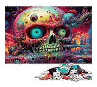 Puzzle da 1000 pezzi futuristico e colorato con teschio psichedelico, in cartone, decorazione fai da te, sfida per il cervello, per adulti, famiglia, regalo di Natale 26X38CM/10,23x14,96 pollici