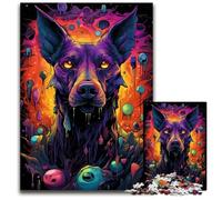 Puzzle da 1000 pezzi Futuro colorato psichedelico Doberman Puzzle impossibili per adulti Sfida mentale Regalo perfetto per adolescenti e arredamento per la casa 1000 pezzi (38x26 cm)