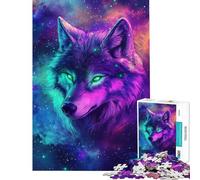 Puzzle da 1000 pezzi "Galactic Wolf Glow" per adolescenti stimola la memoria sfida educativa regalo per amici e familiari 38x26cm