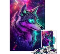 Puzzle da 1000 pezzi Galactic Wolf Glow Puzzles per adolescenti Gara di velocità manuale per compleanno Natale Sfida di intelligenza Giocattolo avvincente 38x52cm