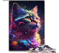 Puzzle da 1000 pezzi "Galaxy Cat", puzzle in legno, dimensioni 50x75cm, perfetto per adolescenti, per rafforzare i legami familiari, rompicapo e regalo fai da te per la casa.