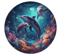 Puzzle da 1000 pezzi Galaxy Dolphin Puzzle da 1000 pezzi rotondi per adulti, Halloween, Pasqua, Capodanno (67,5x67,5cm)