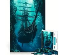 Puzzle da 1000 pezzi "Galeone affondato" per ragazzi, giocattolo intelligente per il tempo libero, taglio preciso, regalo stagionale 38x52cm