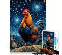 Puzzle da 1000 pezzi "Gallo e Pollo Notte Stellata" per adulti e ragazzi, gioco di logica e creatività, ideale per la casa e per divertirsi con la qualità del taglio, un classico regalo (50x75cm)