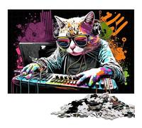 Puzzle da 1000 pezzi "Game Cat", idea regalo per adulti, attività per famiglie, decorazioni fai da te per la casa, regalo di Natale, 50x75CM/19,68x29,52 pollici
