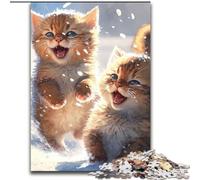 Puzzle da 1000 pezzi "Gatti che giocano nella neve". Dimensioni puzzle 50x75cm. Regalo perfetto per familiari e amici. Adatto dai 14 anni in su.