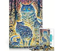 Puzzle da 1000 pezzi "Gatti della Foresta Mistica" per adulti e ragazzi, gioco di logica, divertimento rilassante, bordi netti, regalo memorabile (38x26cm)