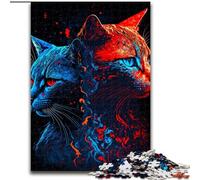 Puzzle da 1000 pezzi "Gatti di fronte" in legno regalo perfetto per genitori amanti e amici - età 14+ 50x75cm decorazione fai da te regalo di compleanno perfetto