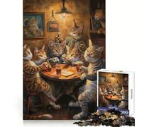 Puzzle da 1000 pezzi "Gatti e birra in una taverna" - Attività rilassante e stimolante per la memoria,con intagli precisi,ideale come regalo di Natale (38x52cm)