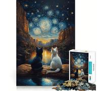 Puzzle da 1000 pezzi "Gatti nella notte stellata" per ragazzi ideale per il recupero delle abilità motorie un'esperienza rilassante e divertente con dettagli nitidi e perfetti come regalo stagionale
