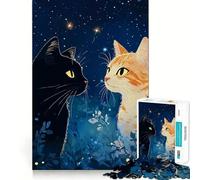 Puzzle da 1000 pezzi "Gatti sotto le stelle" Taglio premium Gioco creativo per stimolare la mente Pace e divertimento Decorazione natalizia da parete (50x75cm)