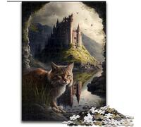 Puzzle da 1000 pezzi "Gatti su un pianeta alieno" in legno, attività divertente per la casa, 50x75cm, decorazione fai da te, regalo per le vacanze che stimola il cervello