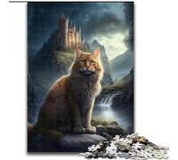 Puzzle da 1000 pezzi "Gatti su un pianeta alieno" in legno, idea regalo per le feste, opera d'arte umoristica, opera d'arte dettagliata 50x75cm per compleanno, festa, Natale, Halloween