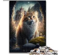 Puzzle da 1000 pezzi "Gatti su un pianeta alieno" in legno, idea regalo per le feste, opera d'arte umoristica, opera d'arte dettagliata 50x75cm per compleanno, festa, Natale, Halloween