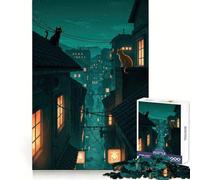 Puzzle da 1000 pezzi "Gatti sui tetti di notte" per ragazzi,stimolante per la creatività e il divertimento,con tagli precisi Ottimo regalo (50x75cm)