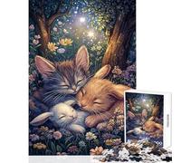 Puzzle da 1000 pezzi - Gattini e coniglietti addormentati - Gioco rompicapo - Taglio di precisione - Decorazione per la casa - Giocattolo - Regalo di compleanno e unico (38x26cm)